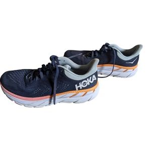 Hoka one one  Clifton 7, navy blue haze/iris, has Reebok insoles